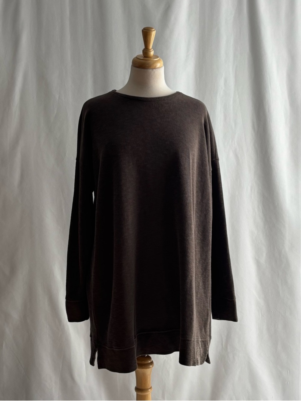 EILEEN FISHER 100% Organic Cotton Brown Long Sleeve Oversized Top M